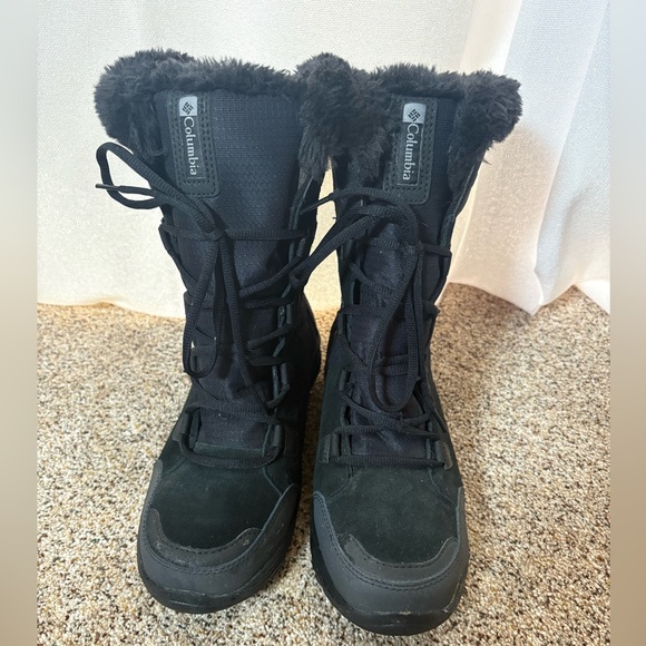 Columbia Women's Ice Maiden II Black Snow Winter Waterproof Fur Boots Size 9 GUC - Picture 2 of 6